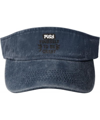 Push Yourself to be Great Sports Sun Visor Hat for Men Women,Empty Top Sun Hats Topless Cap,Black Navy Blue $13.16 Visors