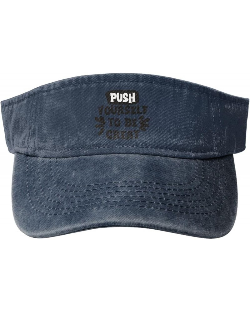 Push Yourself to be Great Sports Sun Visor Hat for Men Women,Empty Top Sun Hats Topless Cap,Black Navy Blue $13.16 Visors