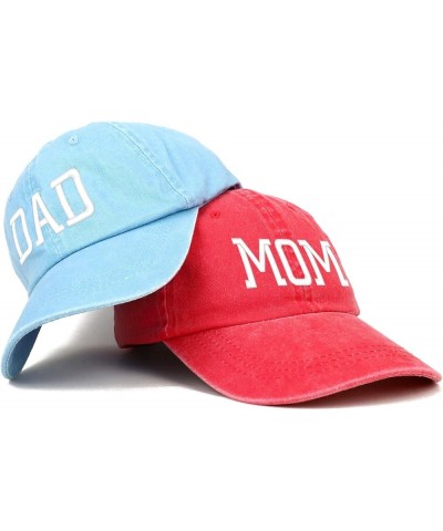 Capital Mom and Dad Pigment Dyed Couple 2 Pc Cap Set Red Light Blue $16.49 Baseball Caps