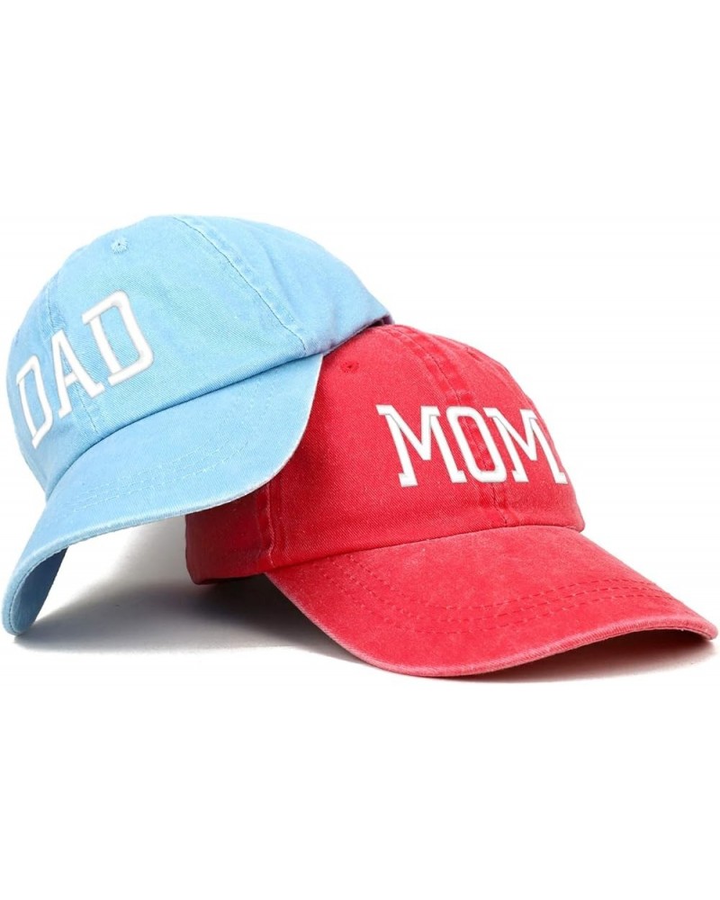 Capital Mom and Dad Pigment Dyed Couple 2 Pc Cap Set Red Light Blue $16.49 Baseball Caps