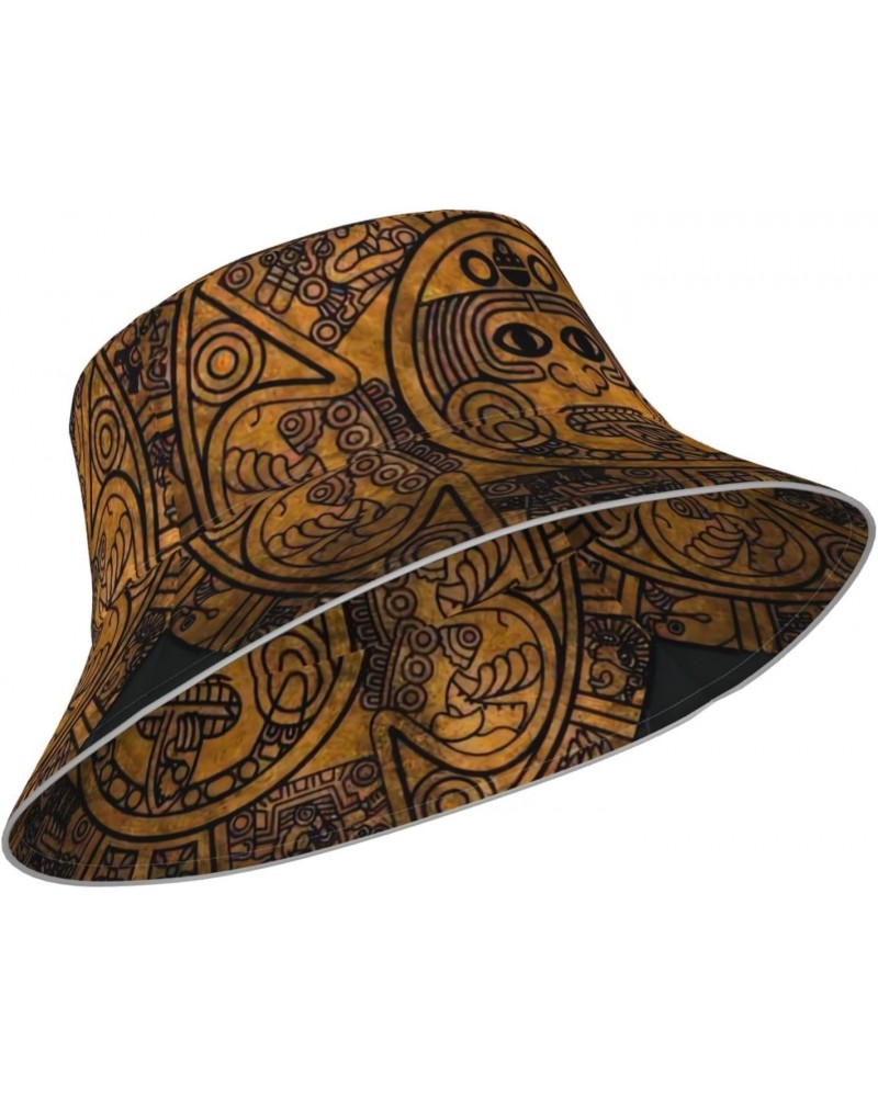 Aztec Calendar Mayan Sun Stone Bucket Hat Fashion Sun Cap for Men Women Fisherman Outdoor Summer Travel Hiking Caps $17.49 Bu...