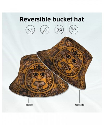 Aztec Calendar Mayan Sun Stone Bucket Hat Fashion Sun Cap for Men Women Fisherman Outdoor Summer Travel Hiking Caps $17.49 Bu...