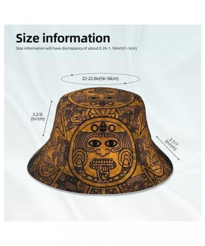 Aztec Calendar Mayan Sun Stone Bucket Hat Fashion Sun Cap for Men Women Fisherman Outdoor Summer Travel Hiking Caps $17.49 Bu...