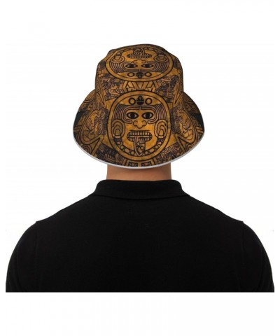 Aztec Calendar Mayan Sun Stone Bucket Hat Fashion Sun Cap for Men Women Fisherman Outdoor Summer Travel Hiking Caps $17.49 Bu...