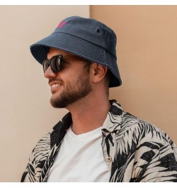 I Put The Bi in Bitch Washed Cowboy Bucket Hat,Denim Cotton Outdoor Sun Hat Flat Top Cap for Fishing Hiking Beach Navy Blue $...