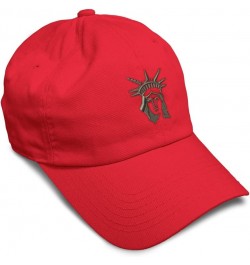 Custom Soft Baseball Cap Statue of Liberty Face Embroidery Statue Twill Cotton Dad Hats for Men & Women Red Design Only $16.4...