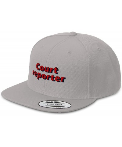 Snapback Hats for Men and Women Court Reporter Acrylic Flat Bill Baseball Silver Design Only $13.60 Baseball Caps