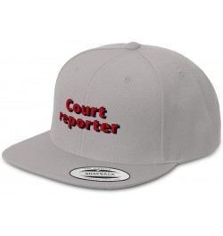 Snapback Hats for Men and Women Court Reporter Acrylic Flat Bill Baseball Silver Design Only $13.60 Baseball Caps