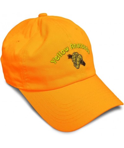 Custom Soft Baseball Cap Yellow Anaconda Reptiles Reptile Twill Cotton Nature Dad Hat for Men & Women Orange Design Only $12....