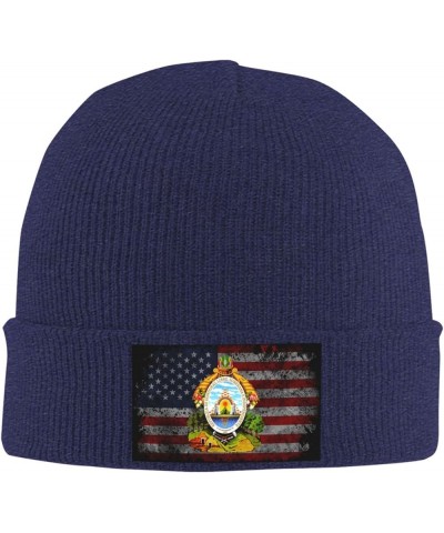 Coat of Arms of Honduras Cozy Knitted Hat for Winter - Warm Comfort Black Navy Blue $14.60 Skullies & Beanies