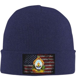 Coat of Arms of Honduras Cozy Knitted Hat for Winter - Warm Comfort Black Navy Blue $14.60 Skullies & Beanies