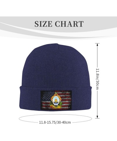 Coat of Arms of Honduras Cozy Knitted Hat for Winter - Warm Comfort Black Navy Blue $14.60 Skullies & Beanies