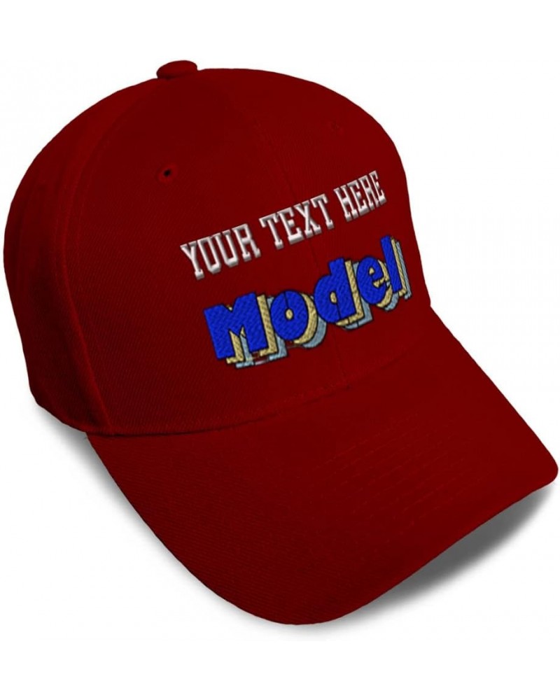 Custom Baseball Cap Model Fashion Acrylic Woman Dad Hats for Men and Women Burgundy Personalized Text Here $14.84 Baseball Caps