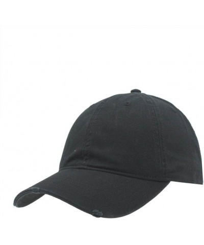 Classic Washed Cotton Twill Low Profile Adjustable Baseball Cap Distressed Black $11.99 Baseball Caps