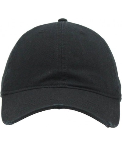 Classic Washed Cotton Twill Low Profile Adjustable Baseball Cap Distressed Black $11.99 Baseball Caps