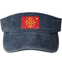 Flag of Occitania (with Star) Sun Visor Hats for Women Men Adjustable Sports Sun Hats Cotton Golf Cap Navy Blue $12.14 Sun Hats