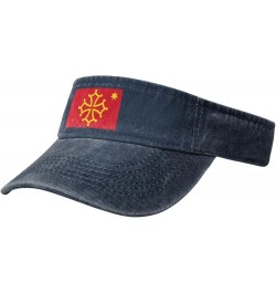 Flag of Occitania (with Star) Sun Visor Hats for Women Men Adjustable Sports Sun Hats Cotton Golf Cap Navy Blue $12.14 Sun Hats