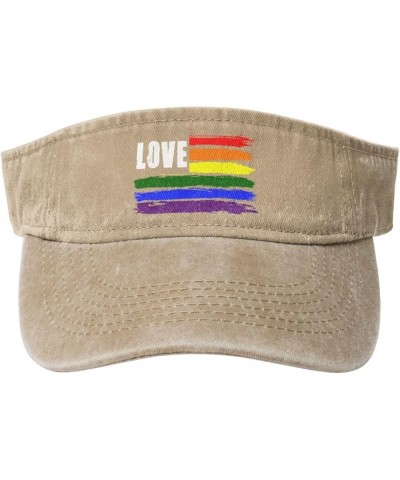 LGBT Striped Love Sport Sun Visor Hat for Women Men Adjustable Washed Cotton Ball Caps Empty Top Baseball Caps,Black Natural ...