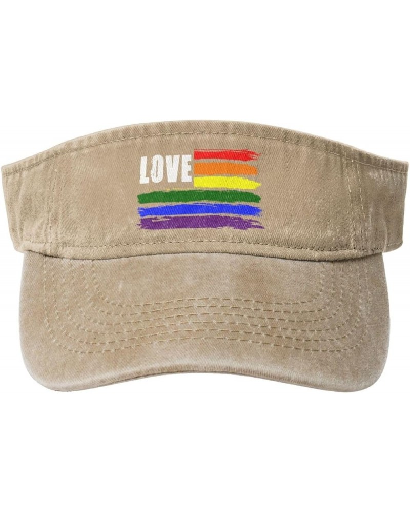 LGBT Striped Love Sport Sun Visor Hat for Women Men Adjustable Washed Cotton Ball Caps Empty Top Baseball Caps,Black Natural ...