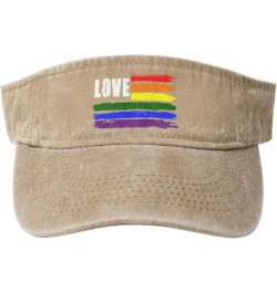 LGBT Striped Love Sport Sun Visor Hat for Women Men Adjustable Washed Cotton Ball Caps Empty Top Baseball Caps,Black Natural ...