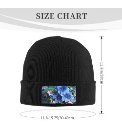 Beanie for Women Men Warm Blue Flowers Winter Hats for Women Thick Knit Beanies for Winter Cuffed Cap Black $10.81 Skullies &...