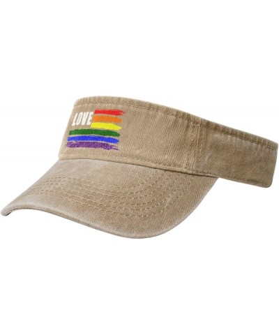 LGBT Striped Love Sport Sun Visor Hat for Women Men Adjustable Washed Cotton Ball Caps Empty Top Baseball Caps,Black Natural ...