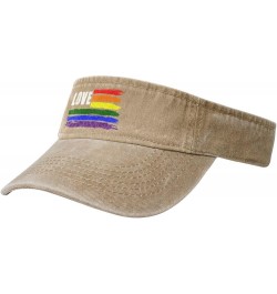 LGBT Striped Love Sport Sun Visor Hat for Women Men Adjustable Washed Cotton Ball Caps Empty Top Baseball Caps,Black Natural ...