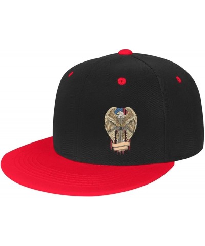 American Eagle Holding A Cross Snapback Hats for Men Women Hat Baseball Cap Flat Bill Visor White Hat Red $10.84 Baseball Caps