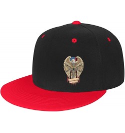 American Eagle Holding A Cross Snapback Hats for Men Women Hat Baseball Cap Flat Bill Visor White Hat Red $10.84 Baseball Caps