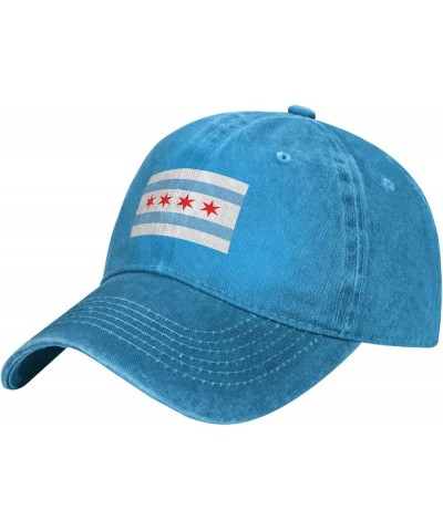 Flag of Chicago Illinois Dad Hat Vintage Baseball Cap for Men Women Hats Gifts Trucker Caps Blue $10.24 Baseball Caps