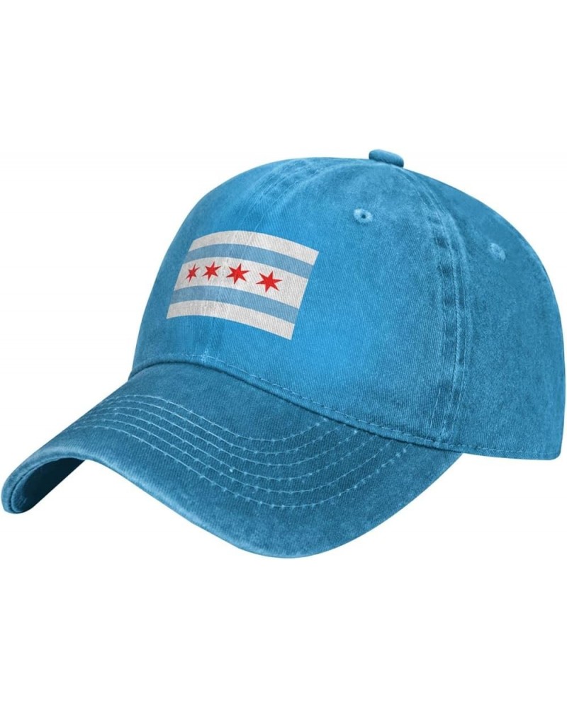 Flag of Chicago Illinois Dad Hat Vintage Baseball Cap for Men Women Hats Gifts Trucker Caps Blue $10.24 Baseball Caps