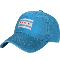 Flag of Chicago Illinois Dad Hat Vintage Baseball Cap for Men Women Hats Gifts Trucker Caps Blue $10.24 Baseball Caps