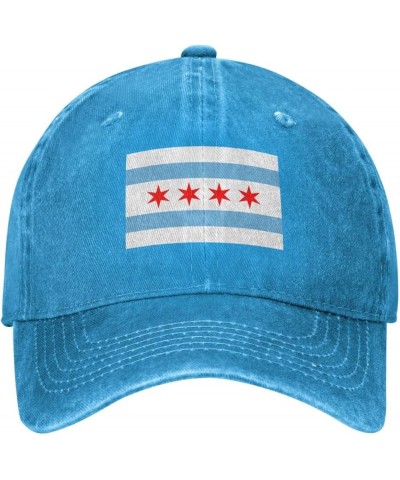 Flag of Chicago Illinois Dad Hat Vintage Baseball Cap for Men Women Hats Gifts Trucker Caps Blue $10.24 Baseball Caps