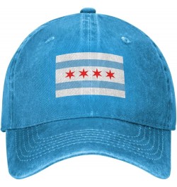 Flag of Chicago Illinois Dad Hat Vintage Baseball Cap for Men Women Hats Gifts Trucker Caps Blue $10.24 Baseball Caps