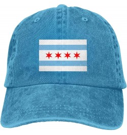 Flag of Chicago Illinois Dad Hat Vintage Baseball Cap for Men Women Hats Gifts Trucker Caps Blue $10.24 Baseball Caps