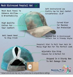 Womens Ponytail Cap Sheriff Western Cotton Hat Distressed Trucker Hat Tie Dye Aqua Design Only $13.95 Baseball Caps