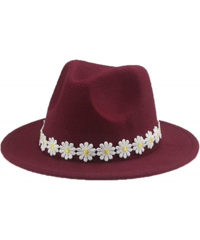 Hats for Women Fedora Women's Hat Panama Casual Formal Wedding Felted Men Caps Solid Sombreros Wine Red $16.63 Fedoras