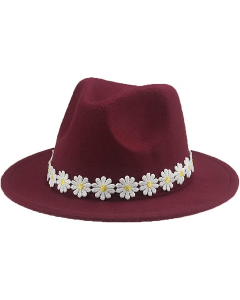 Hats for Women Fedora Women's Hat Panama Casual Formal Wedding Felted Men Caps Solid Sombreros Wine Red $16.63 Fedoras