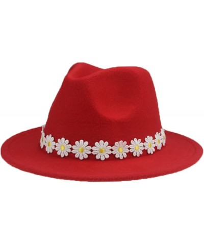 Hats for Women Fedora Women's Hat Panama Casual Formal Wedding Felted Men Caps Solid Sombreros Wine Red $16.63 Fedoras