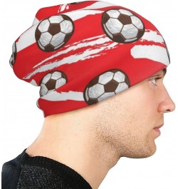 Red Football and Soccer Knit Hats Warm Winter Hats Fashion Beanies Cap Slouchy Skull Cap for Women and Men $10.60 Skullies & ...