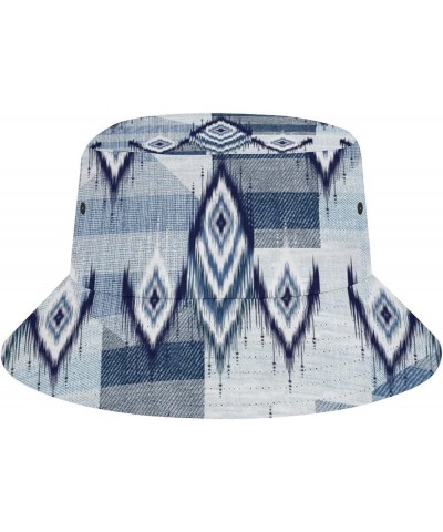 Vinatge Denim Patchwork Bucket Hat for Women Blue White Fisherman Hat for Outdoor Summer Travel Hiking Beach Caps Denim Patch...