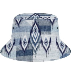 Vinatge Denim Patchwork Bucket Hat for Women Blue White Fisherman Hat for Outdoor Summer Travel Hiking Beach Caps Denim Patch...