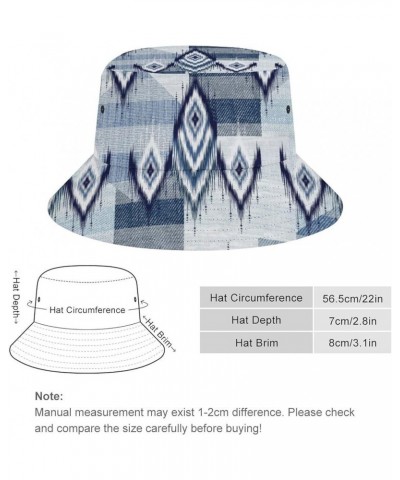 Vinatge Denim Patchwork Bucket Hat for Women Blue White Fisherman Hat for Outdoor Summer Travel Hiking Beach Caps Denim Patch...