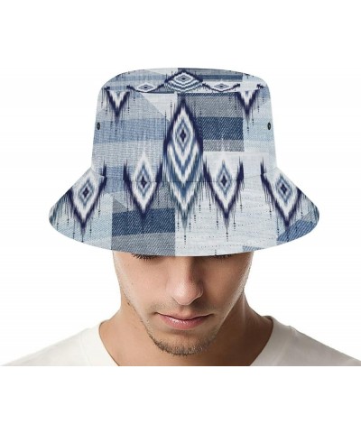 Vinatge Denim Patchwork Bucket Hat for Women Blue White Fisherman Hat for Outdoor Summer Travel Hiking Beach Caps Denim Patch...