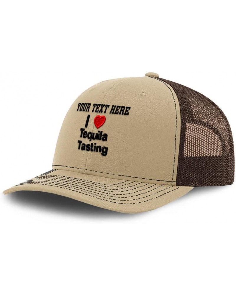 Custom Richardson Trucker Hat I (Love) Tequila Tasting Red Heart Hobbies Lovers Khaki Coffee Personalized Text Here $17.15 Ba...