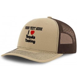 Custom Richardson Trucker Hat I (Love) Tequila Tasting Red Heart Hobbies Lovers Khaki Coffee Personalized Text Here $17.15 Ba...