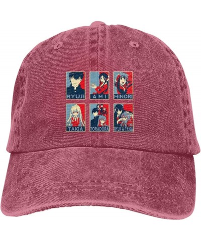 Toradoras Hat Cap Fashion Graphic Baseball Caps Adjustable Washed Denim Hat Men Women Casquette Black Red $11.22 Baseball Caps