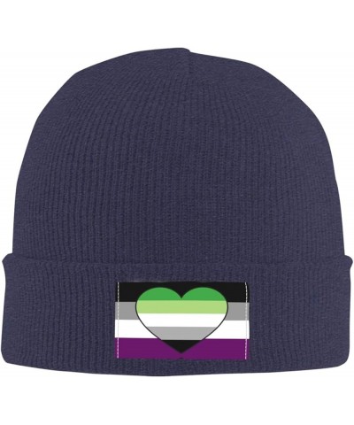 Asexual Aromantic Pride Flag Knit Hat Adult Beanie Hat Outdoor Warm Autumn Winter Knitted Hat Basis Skull Cap Navy Blue $8.31...