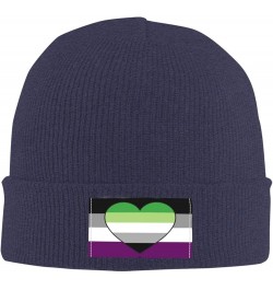 Asexual Aromantic Pride Flag Knit Hat Adult Beanie Hat Outdoor Warm Autumn Winter Knitted Hat Basis Skull Cap Navy Blue $8.31...