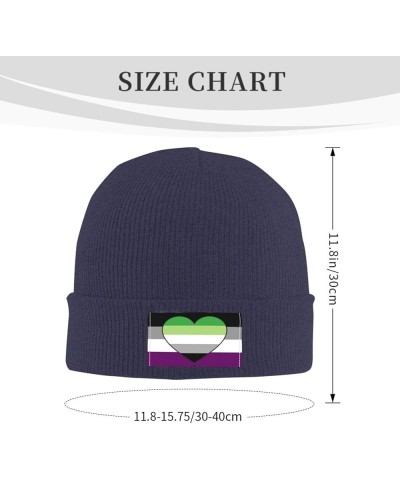 Asexual Aromantic Pride Flag Knit Hat Adult Beanie Hat Outdoor Warm Autumn Winter Knitted Hat Basis Skull Cap Navy Blue $8.31...